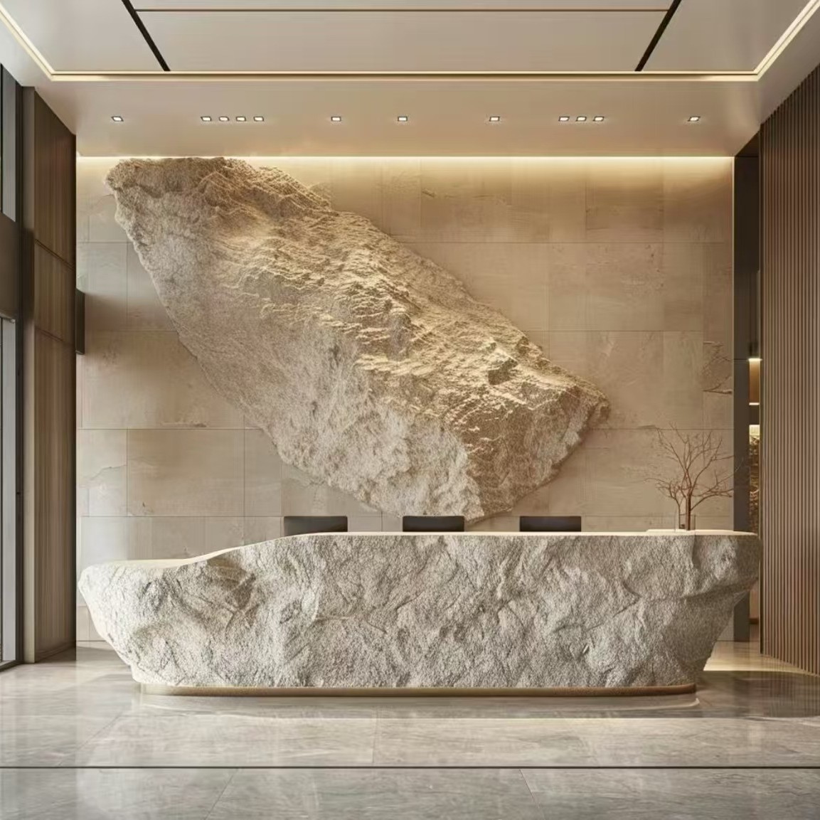 Modern Imitation Stone Front Desk Sales Office Service Desk Special-Shaped Reception Desk Coffee Shop Bar Cashier Desk