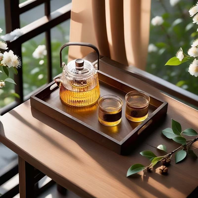 One Piece Wholesale Industrial Tray Walnut Color Retro Old Plate Bamboo Black Walnut Color Plate Meal Dry Dry Bubble