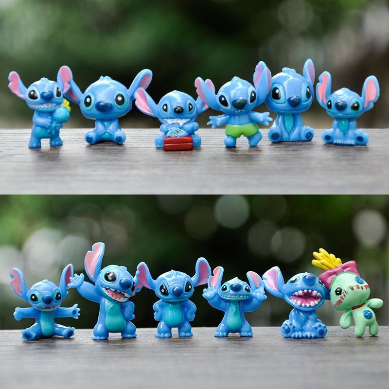 12 фигурок Stitch, DIY, самый простой для совместного использования, миниатюра Q версии, настольные украшения