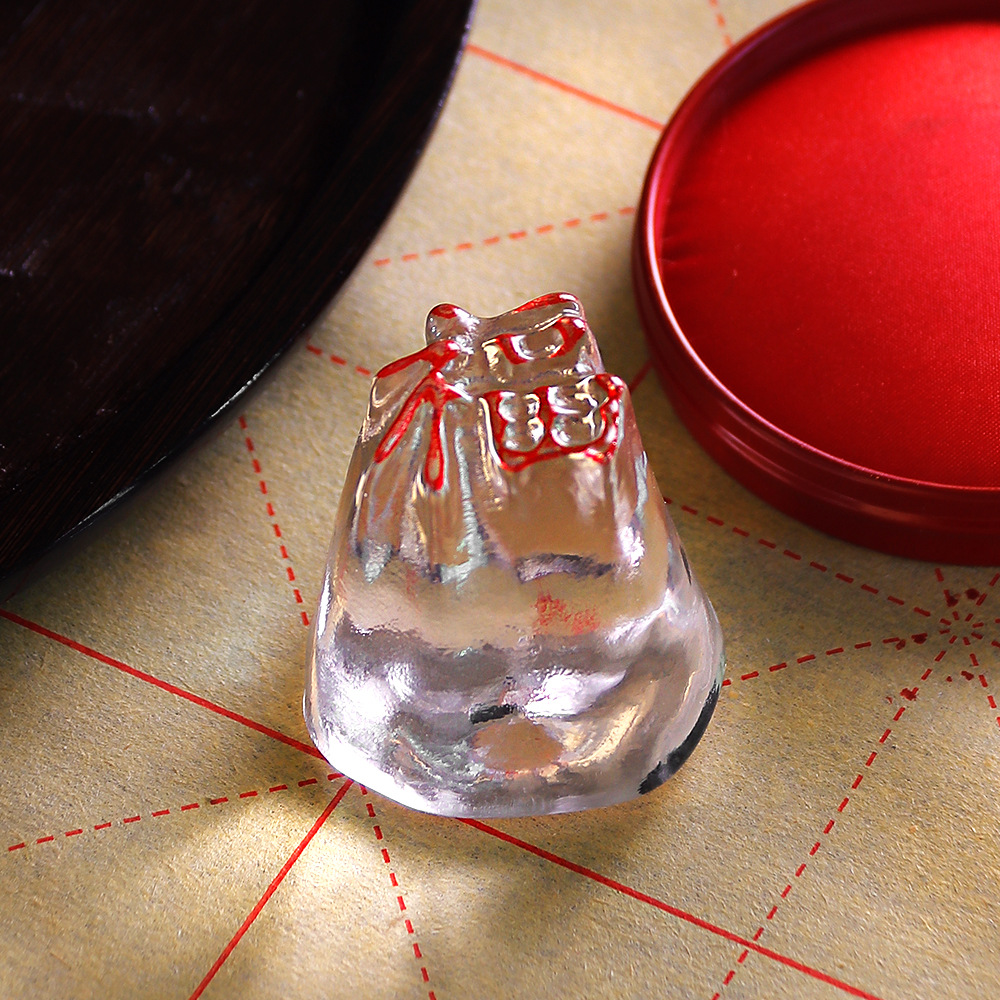 Lid Set Tea Ceremony Accessories Chinese-style Fu Character Crystal Glass Lid Drag Household Kung Fu Tea Ceremony Tea Pot Lid Bowl Lid Drag