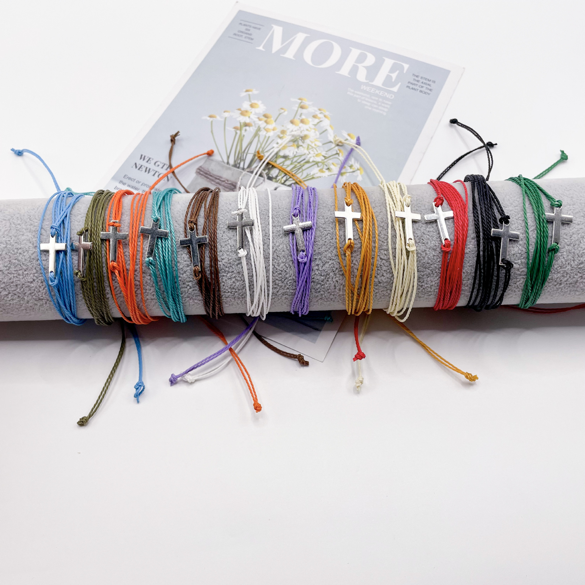 Европейский и американский кросс-браслет из восковой нити водонепроницаемый восковой мужской и женский браслет дружбы пляжный серфинг кросс-браслет