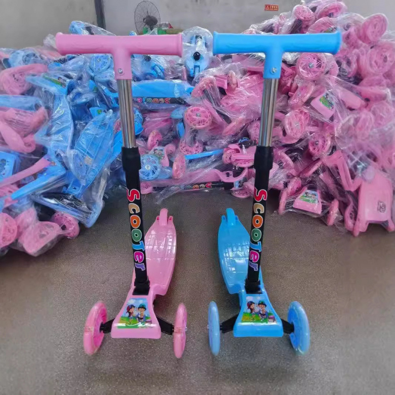 Children's Scooter, One-Click Folding, Sliding Baby Scooter, Toddler Walker, Flash Meter High Car, Four-Speed Adjustment