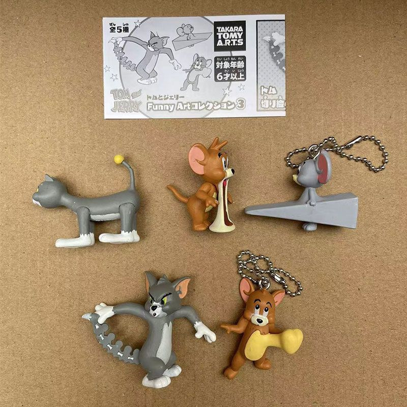 Set of 5 Pieces, Loose Goods, Classic Cartoon Animation, Tom and Jerry, Doll Ornaments, Toy Ornaments
