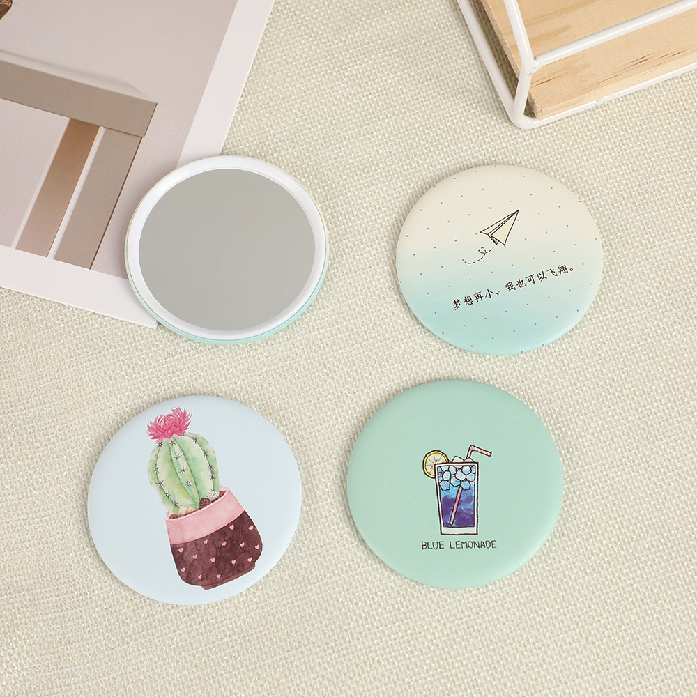 Фабричное предложение мультяшное жестяное маленькое круглое зеркало креативное портативное зеркало подарок на день рождения модное портативное милое зеркало для макияжа