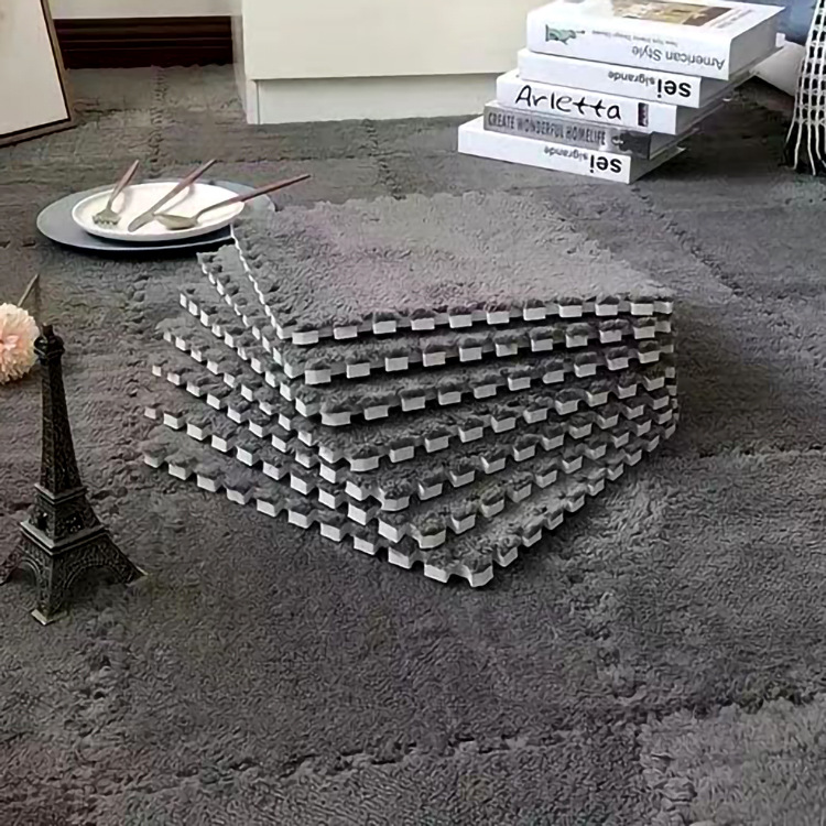 Spliced Carpet Bedroom Full Household Square Puzzle Floor Mat Plush Surface Eva Foam Floor Mat Tatami Mat