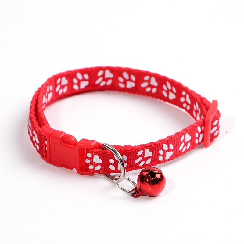 1.0 patch bell collar dog collar multi-color reflective footprint collar pet collar manufacturers wholesale