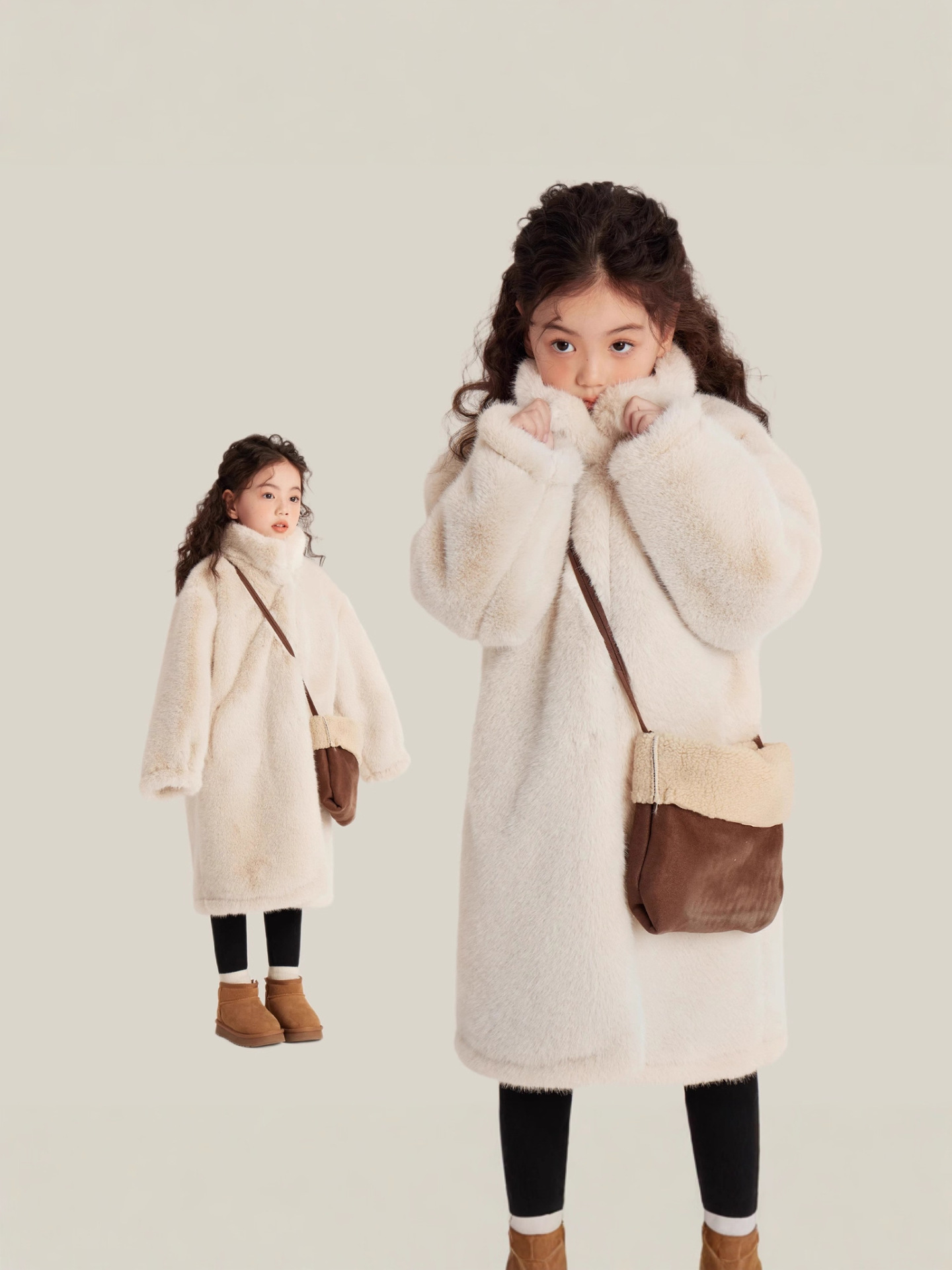 New Style Girls' Faux Mink Coat, Children's Warm Winter Thickened Fur Integrated Coat, Winter Clothing