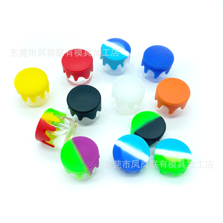 Factory in stock canned 6ML mini spice glass bottle, glass with silicone lid sealed container 35/