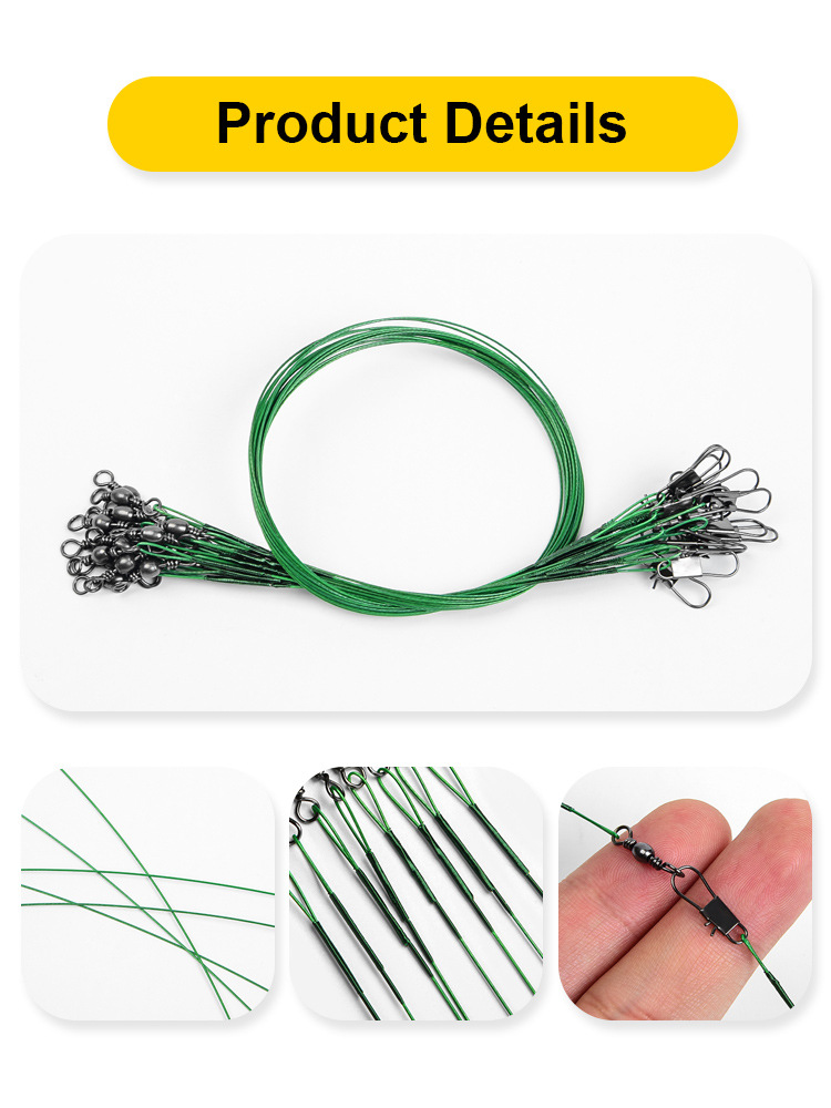 Lure Leader Wire with Swivel Pin to Prevent Tangling, Lure Steel Wire 15/20/25/30cm Fishing Tackle Accessory Line