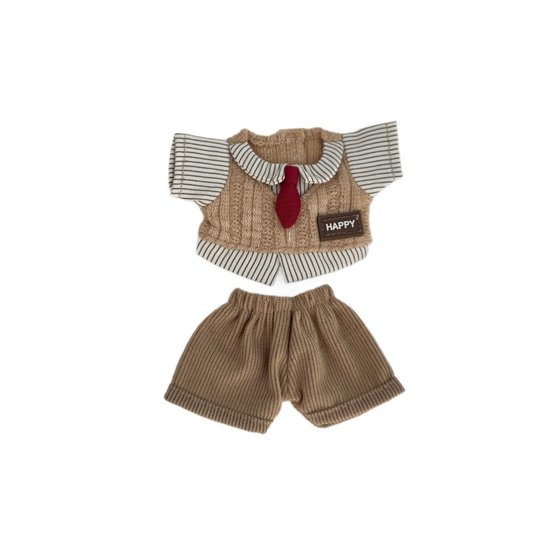 Suitable for 15-17cm Labubu Doll Clothes British Fake Two-Piece Suit Brown Knitted Suit with Replacement Outfit