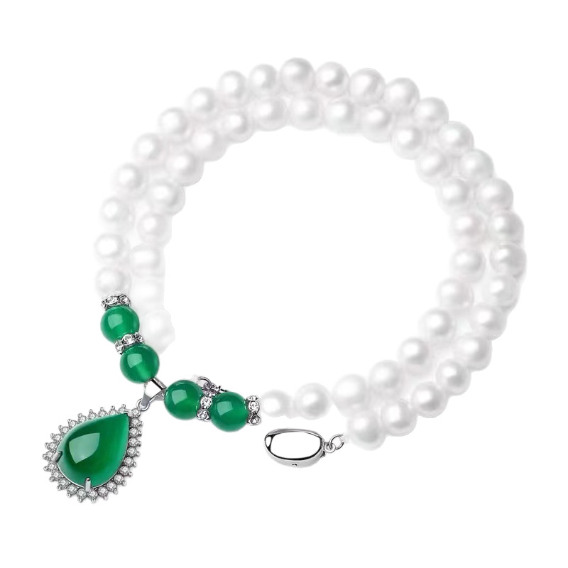 Natural Freshwater Pearl Necklace Set Mother's Day Gift Necklace Earrings Bracelet Three-piece Set Live Special