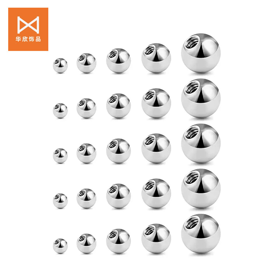 Нержавеющая сталь, внутренние резьбовые стальные шарики, стандартные аксессуары для пирсинга, гладкие шары для губ, серьги, замены для бровей