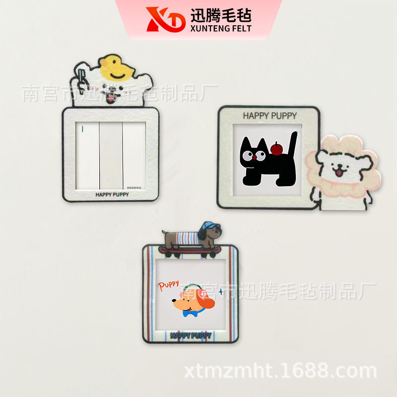 Cute Puppy Socket Frame Felt Switch Cover Household Socket Panel Cover Ugly and Beautification Felt Switch Cover