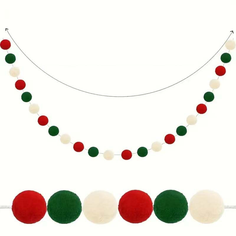 ins Nordic Style Home Soft Dress Photo Children's Room Girl's Room Decoration Macaron Color Christmas Fur Ball String Hanging Ornaments