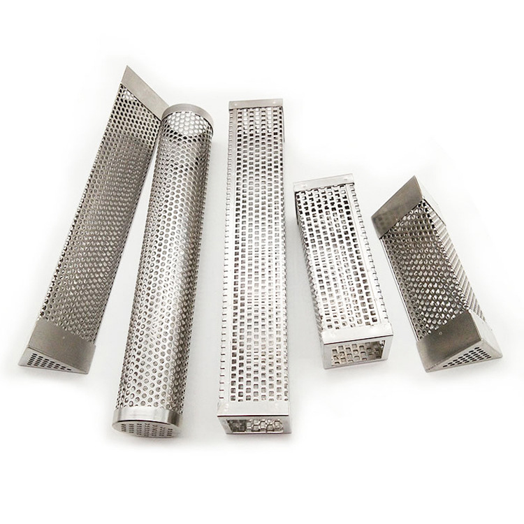 304 stainless steel mesh tube BBQ barbecue tube smoked mesh tube hexagonal fruit wood smoked tube for spice particles