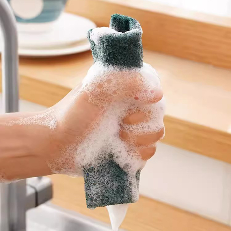 Emery Sponge Scouring Pad, Cuttable Household Dishwashing Cloth, Kitchen Cleaning Rag, Frosted Brushed Pot and Bowl Brush