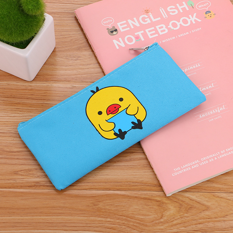 Creative cartoon canvas pencil case cute Oxford cloth coin purse stationery bag student stationery pencil bag factory wholesale