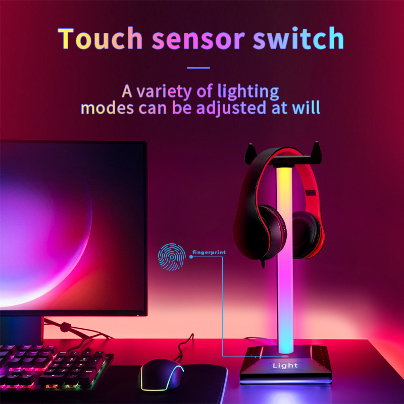 Desktop Atmosphere Light Headphone Stand Colorful 2811 Built-in IC E-sports Atmosphere Light Touch Model