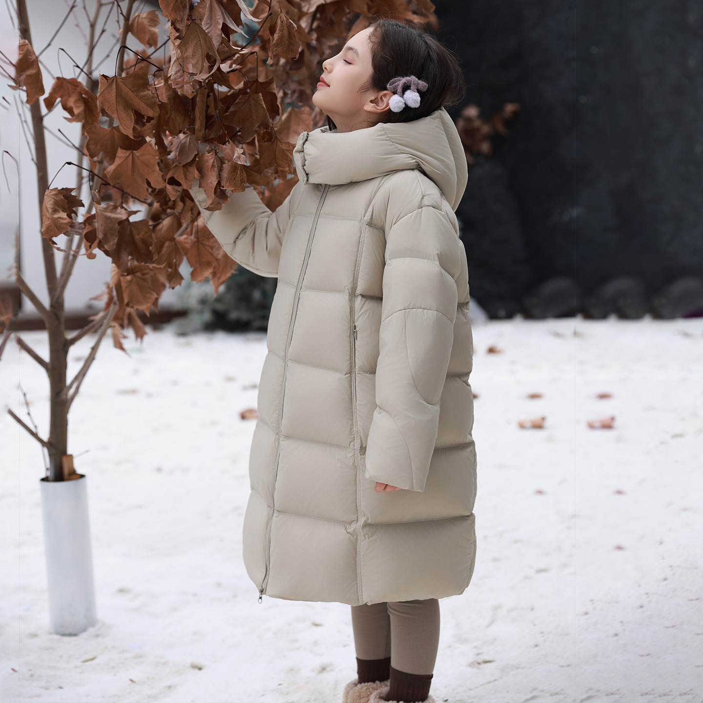 2025 Children's down Jacket Mid-Length Girls Winter New Style Medium and Large Children's Style White Duck down Children's Clothing Thickened Jacket