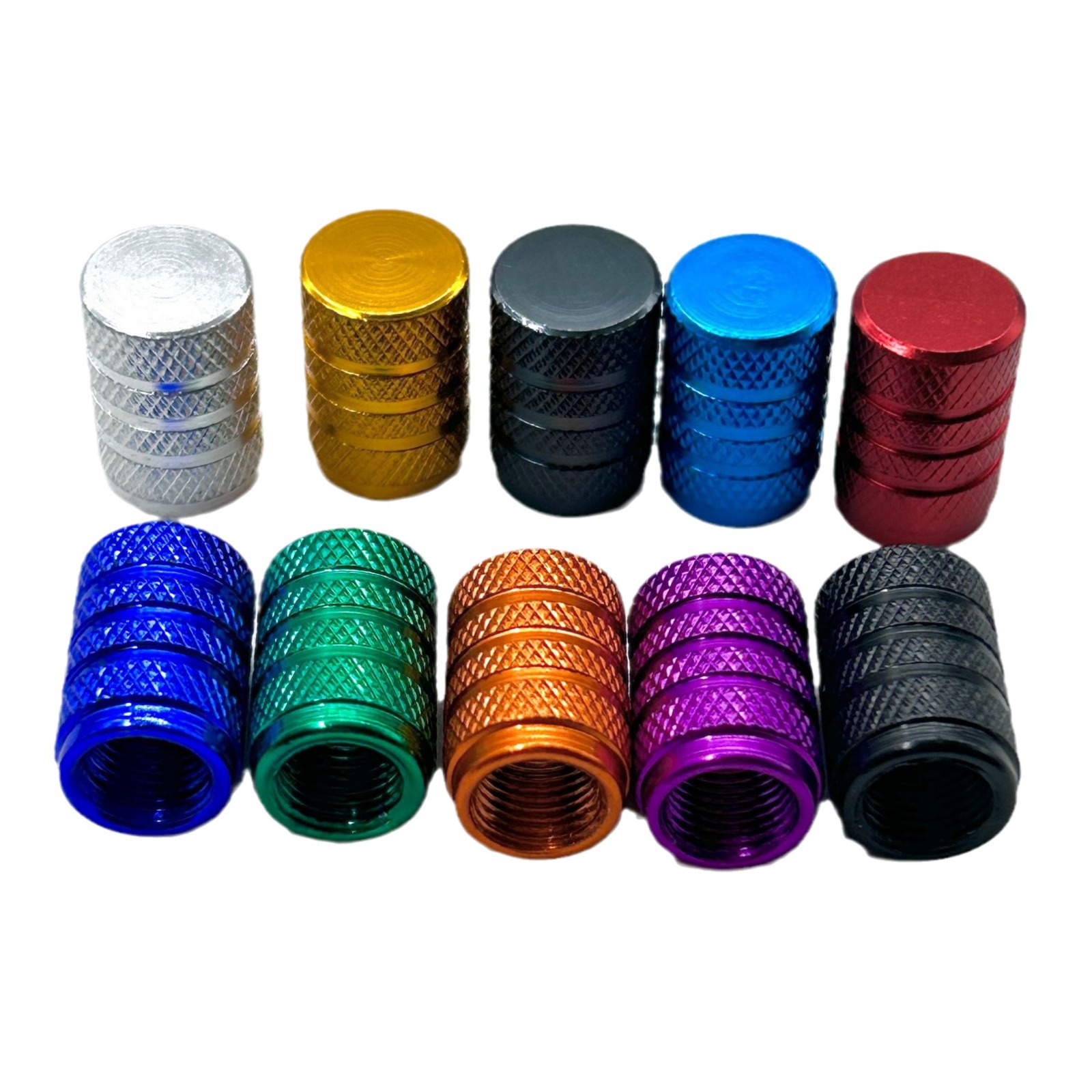 Car Tire Aluminum Alloy American Valve Cap Dust Cover Dust Cap Knurled Cap 10 Colors in Stock