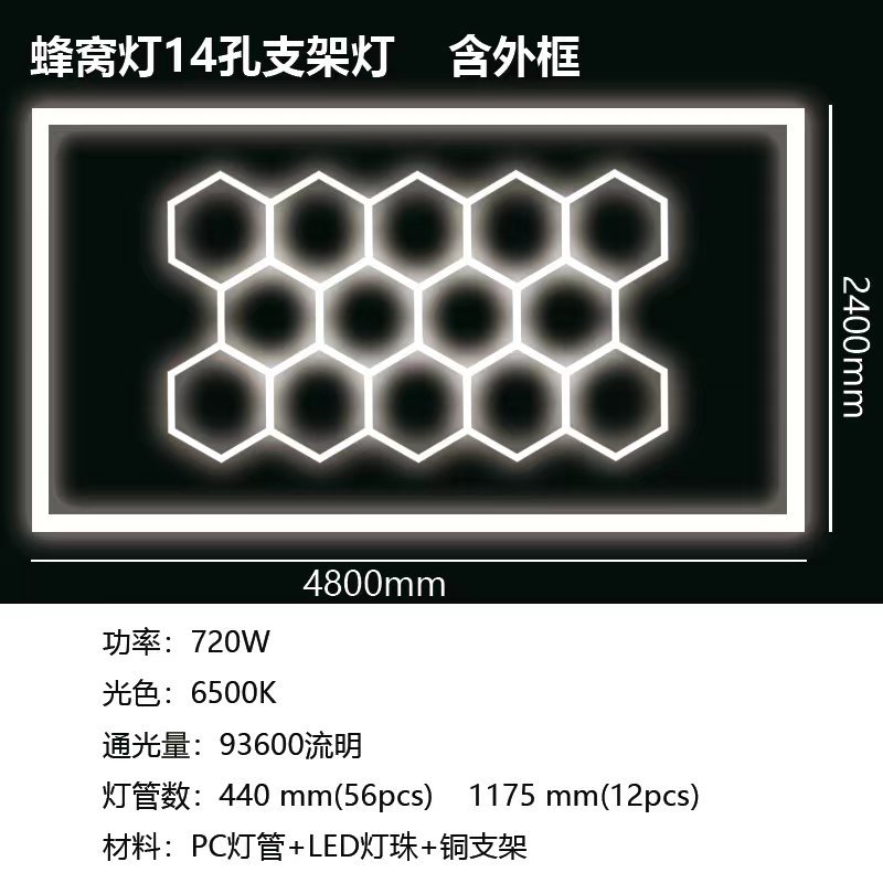 Cross-Border Exclusive Supply of Rgb Waterproof Honeycomb Lights·High-Brightness Wide-Voltage Led Car Wash Lights·Suitable for 4S Stores/Car Repair Shops