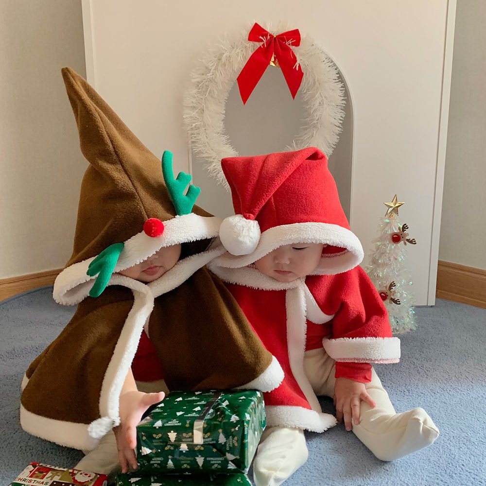 Детский утолщенный рождественский плащ в стиле K, осень-зима, новый стиль для младенцев и малышей, тёплый плащ с флисовой подкладкой