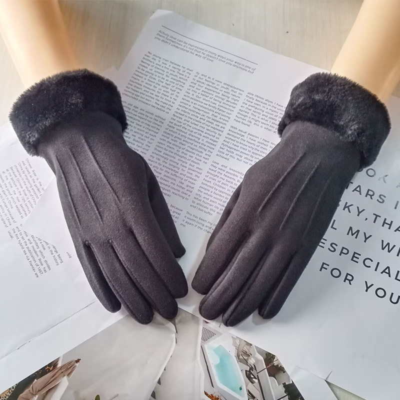 Autumn and winter women's velvet touch screen warm gloves outdoor sports riding driving student windproof cold-proof gloves