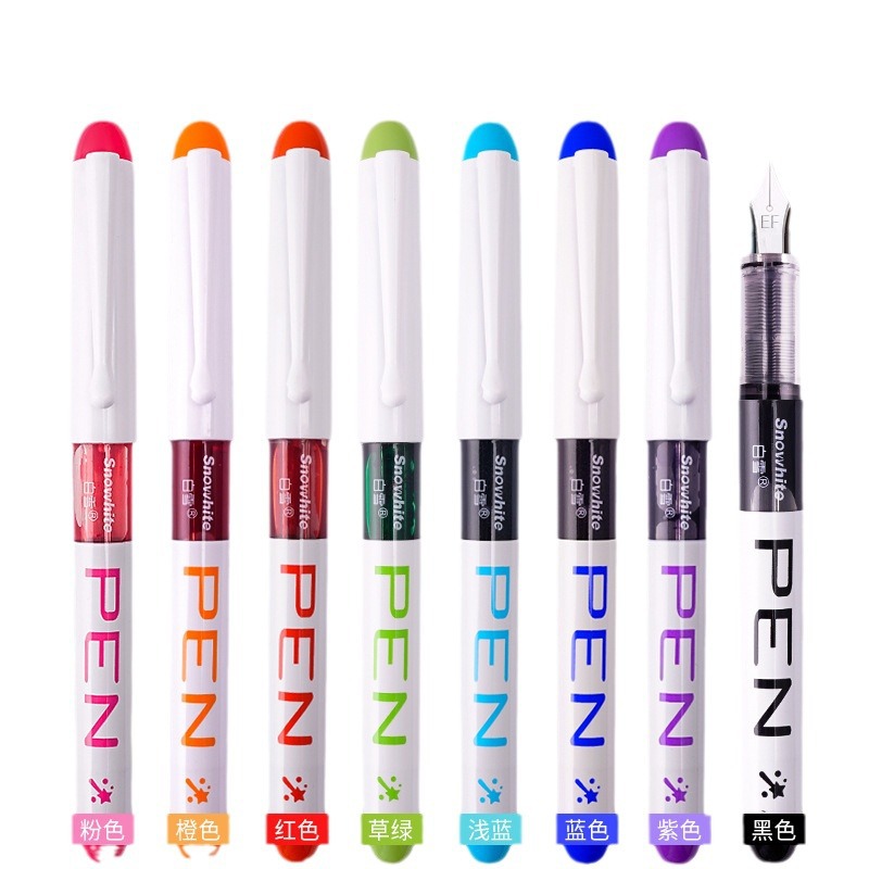 White Snow Fountain Pen Ef Nib Fp10 No Ink Refill Needed Pen Barrel for Calligraphy Practice Liquid-Ink Large Capacity Student Writing Journal Pen