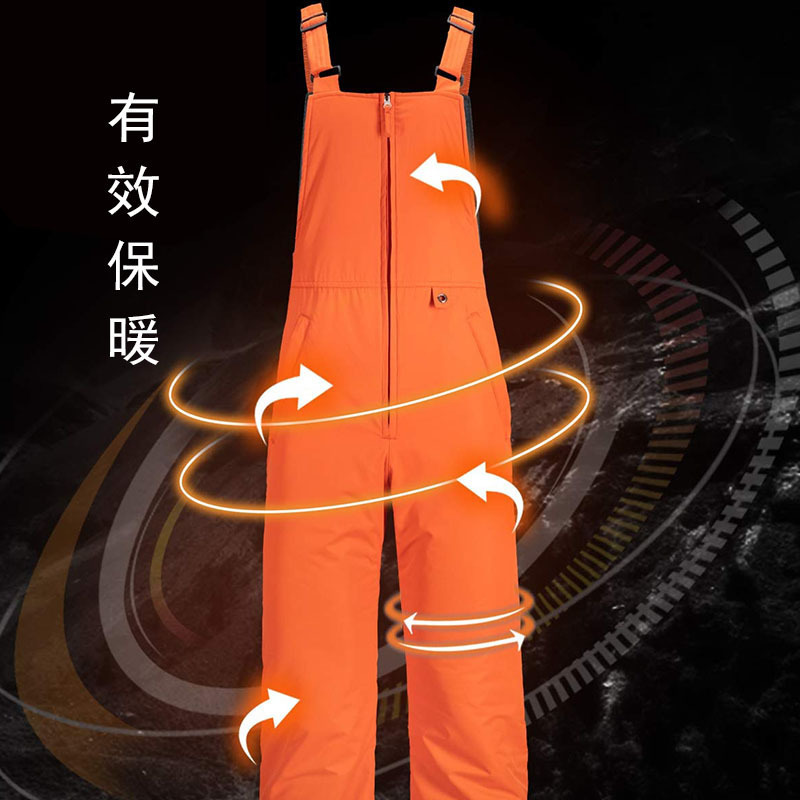 Cross-Border Popular Hot-Selling New Outdoor Ski Pants for Men and Women, Suspender Cotton Pants, Waterproof, Windproof, Warm and Thickened Ski Pants