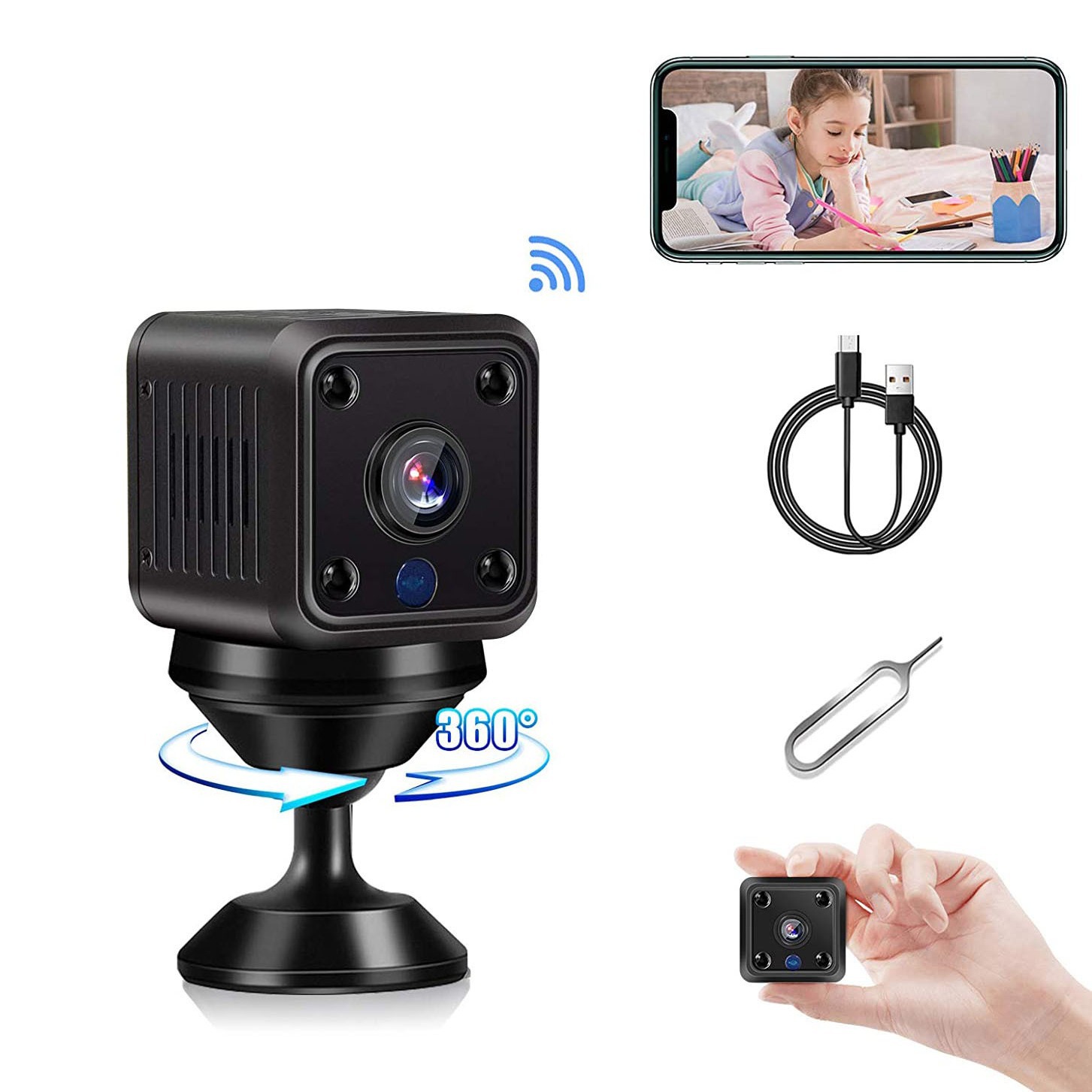 X6 Small Square Cross-Border Pet Camera 1080P Night Vision Wireless Wifi Home Security Surveillance Camera Smart