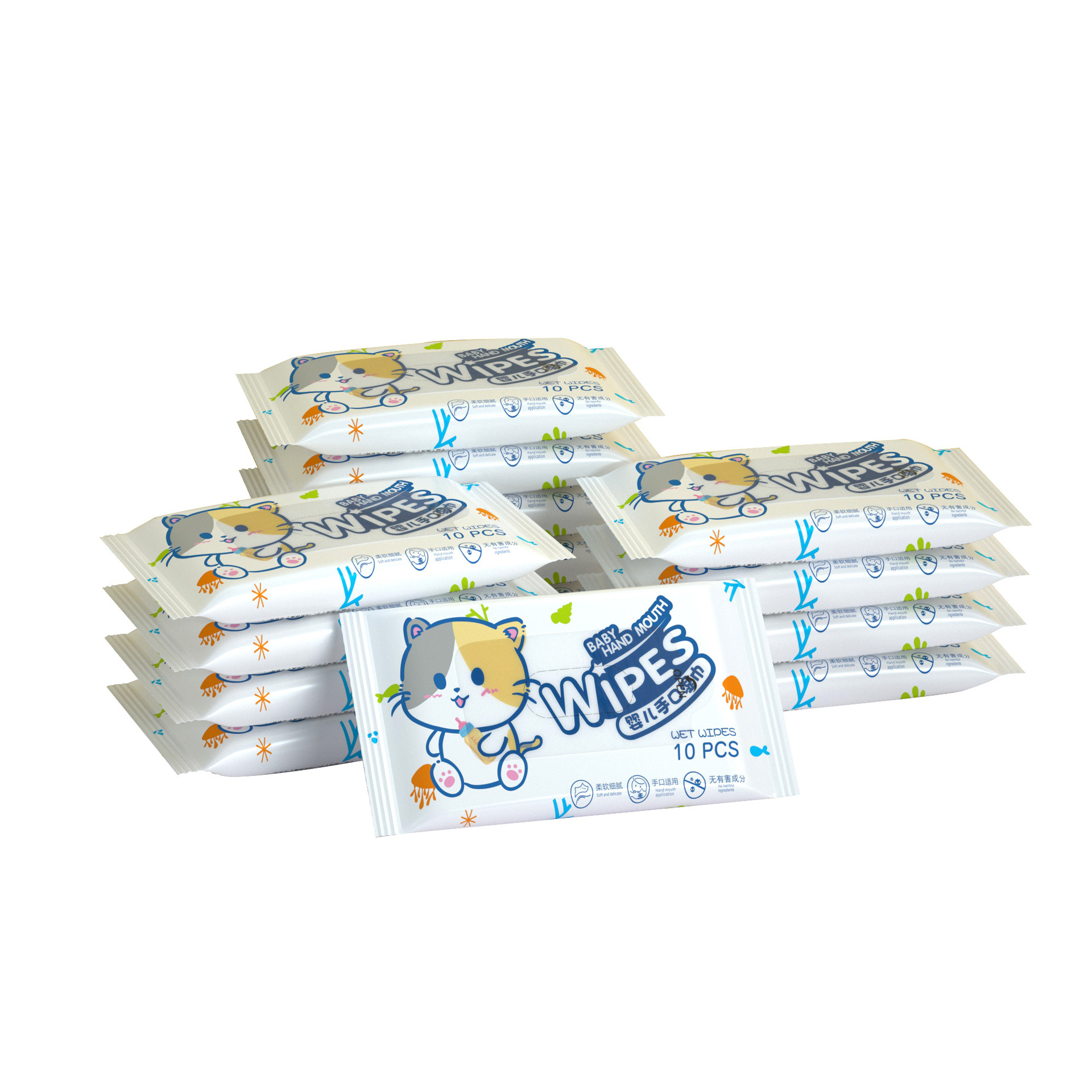 Wet Wipes Small Package Pure Water Mini Cleaning Wipes Baby Students Carry Hand and Mouth Cleaning Wipes Small Package Customization