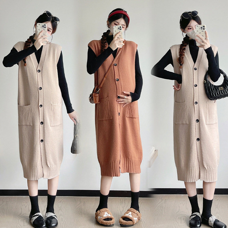 Real Shot of Maternity Wear Autum Suit 2025 New Maternity Vest Dress Plus Bottoming Shirt Outer Wear Two-Piece Winter Set