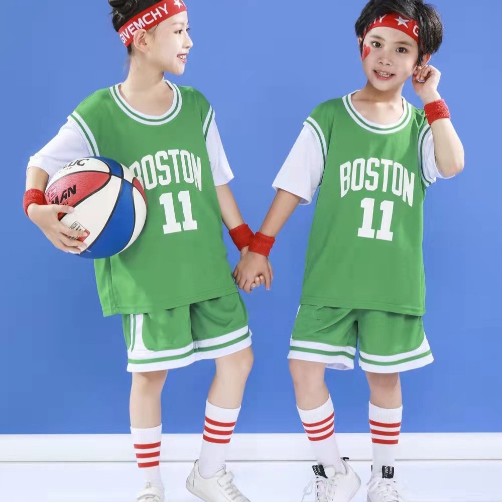 Parent-Child Adult Children suit Fake Two-Piece Junior High School Basketball Suit Kindergarten Performance Training Primary and Secondary School Students Short Sleeve