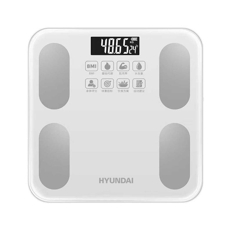 Hyundai Weight Scale Household Smart Digital Body Fat Scale Rechargeable Dormitory Small Scale Accurate Weighing and Weight Loss