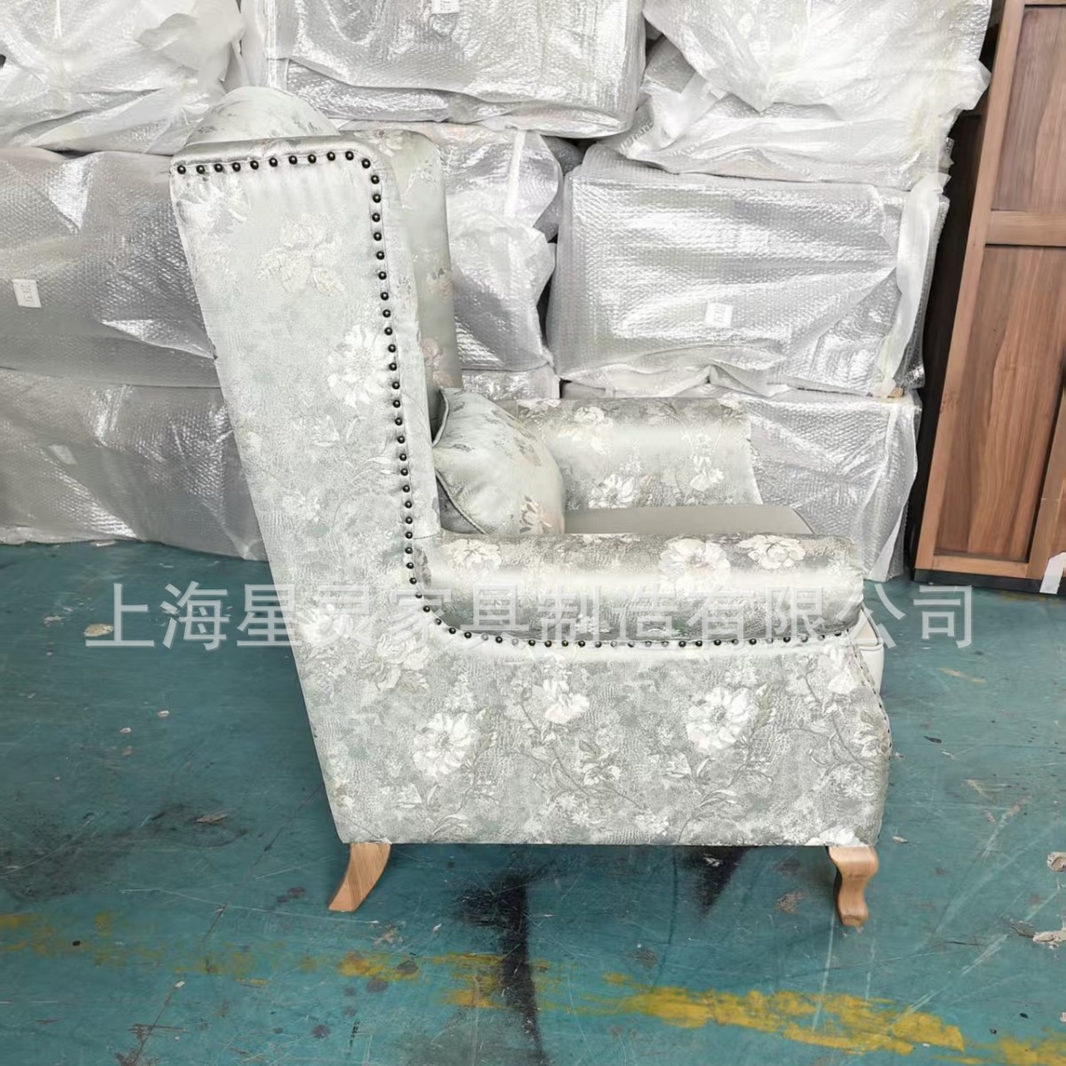 American-Style Retro Tiger Chair, Light Luxury Single Sofa Set, Small Apartment Reclining Balcony Leisure Floral Lazy Sofa