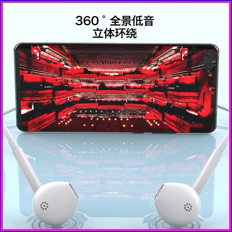Wired headset 3.5MM semi-in-ear round hole interface suitable for Android mobile phone flat with microphone mobile phone headset
