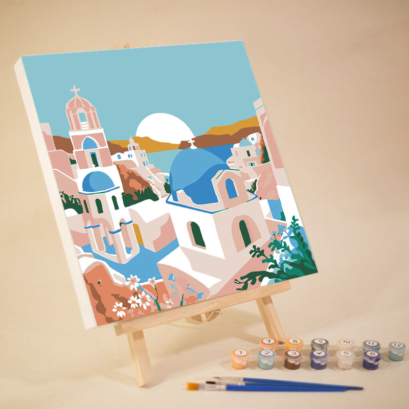 Factory direct cross-border high-quality paint environmental protection inner frame landscape diy digital oil painting hand-filled oil painting