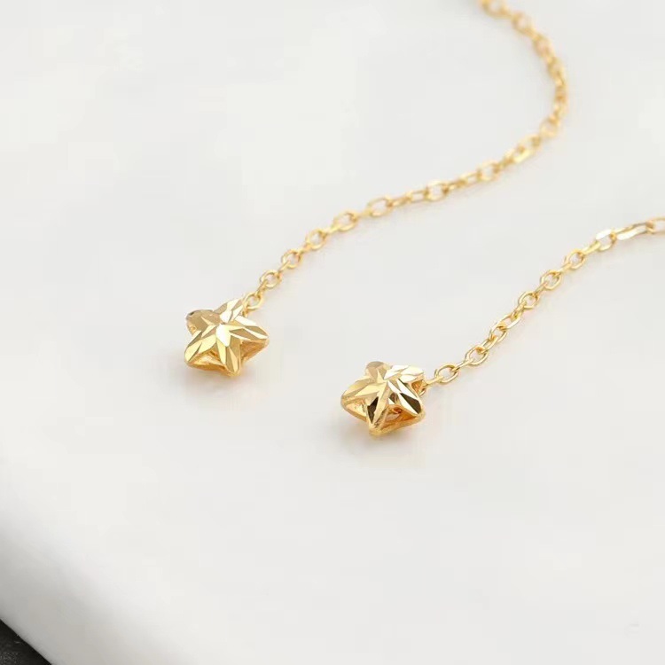 Серьги из 18K золота с пятью звездами Au750, модный и универсальный подарок для мамы, ручная работа