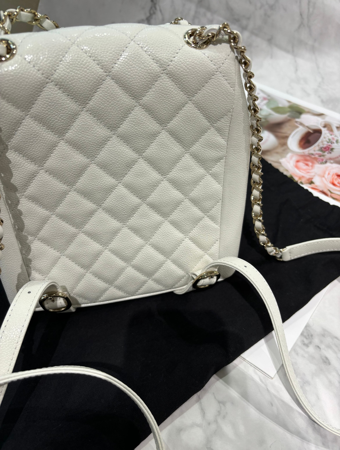 Little Chanel Grandma's Women's Bag Dumpling Frog Bag Cowhide Quilted Backpack Multi-Pocket Chain Backpack