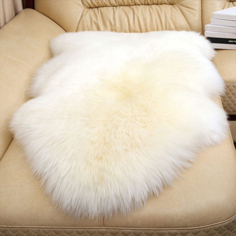 Wool Sofa Cushion, Bedroom Carpet, Seat Cushion, Chair Cushion, Bay Window, Fur Integrated, Floor-To-Ceiling Window, Whole Piece of Sheepskin, Irregular Shape