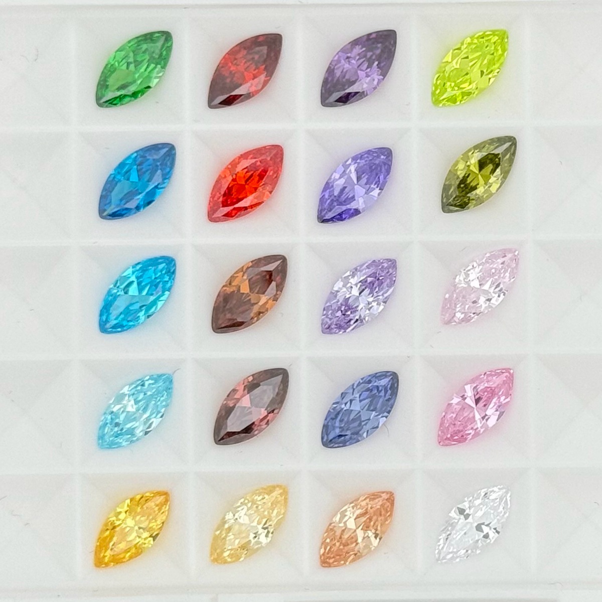 Factory spot 5x 10 horse eye Navy zircon White zirconium colored gemstone pointed bottom faceted bare stone S925 silver ring