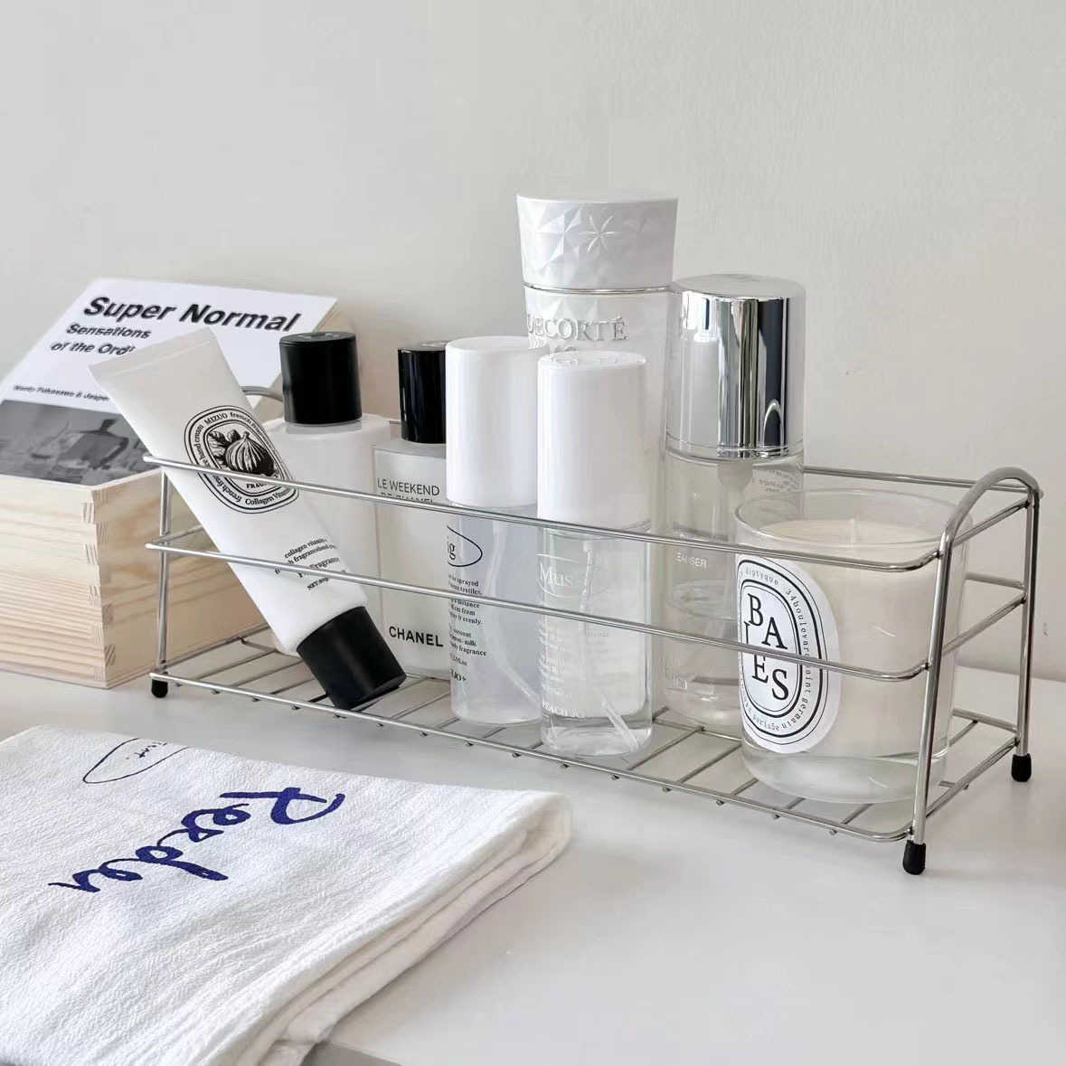 Ins Stainless Steel Desktop Cosmetic Storage Rack Perfume Storage Rack Bathroom Countertop Fit Rack Kitchen Storage Rack