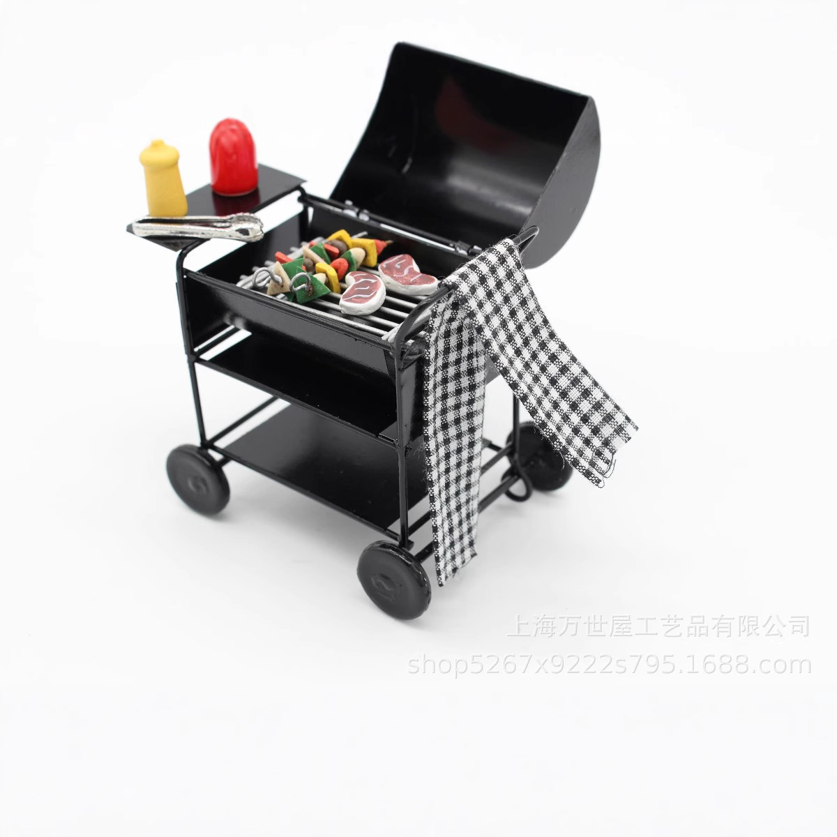 1:12Dollhouse Doll House Mini Artificial Barbecue Car Outdoor Bbq Picnic Dining Car Combination Model Ornaments