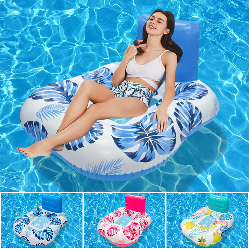 Cross-border new inflatable floating row outdoor foldable backrest mesh floating bed water inflatable supplies recliner floating bed