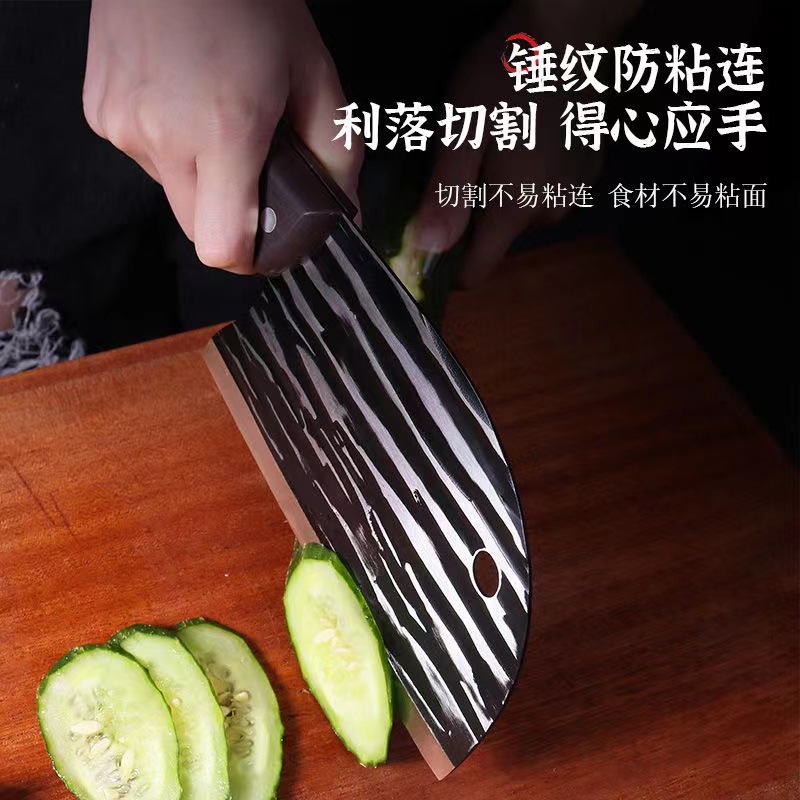 Fish Head Knife Chopping Knife Household Kitchen Semi-round Arc Pure Handmade Sharp Forged Chopping Meat Chopping Knife for Chefs