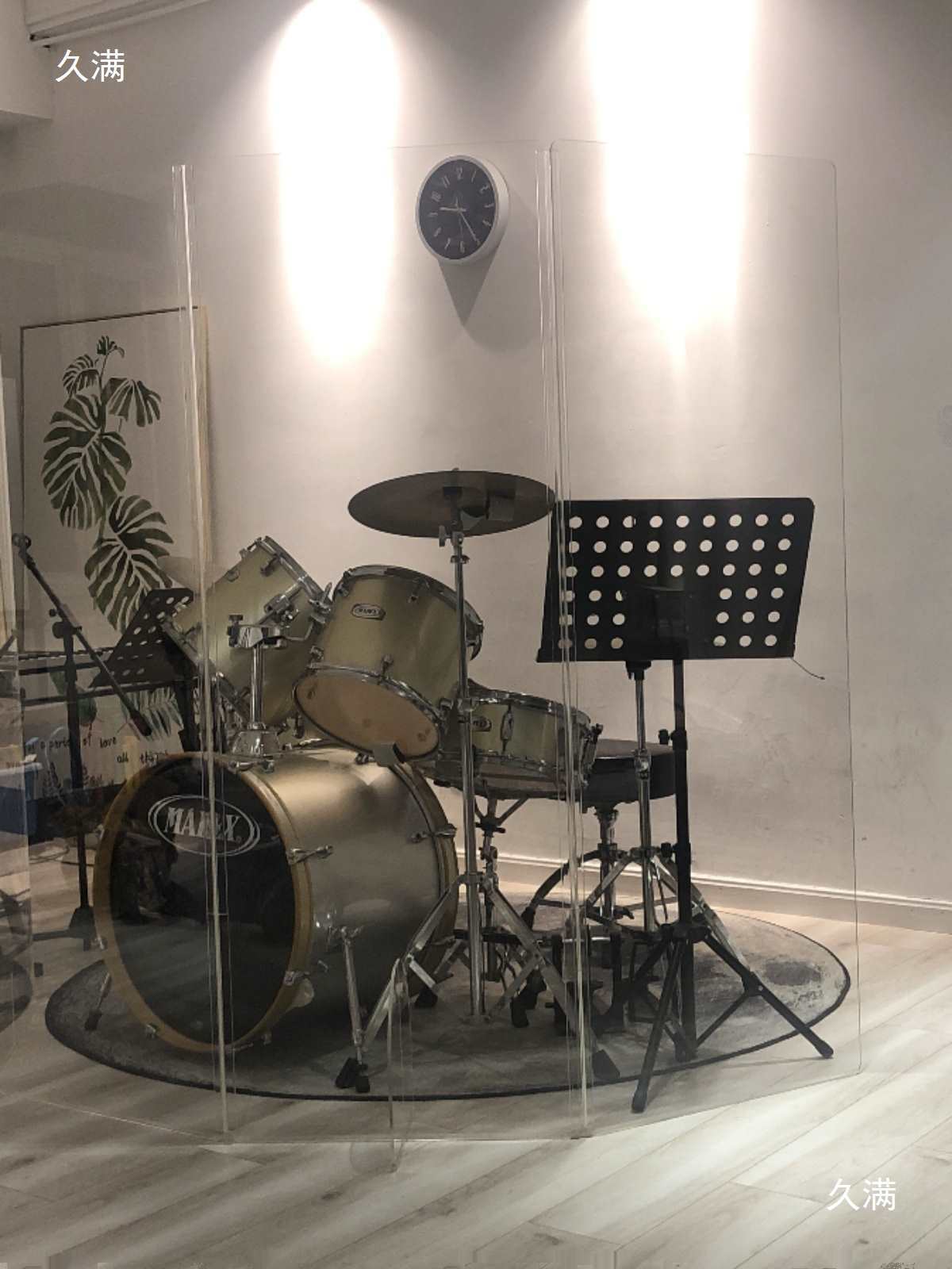Acrylic Drum Shield 24inch Round Drum Set Drum Shield Soundproof Panel to Prevent Crosstalk Drum Room