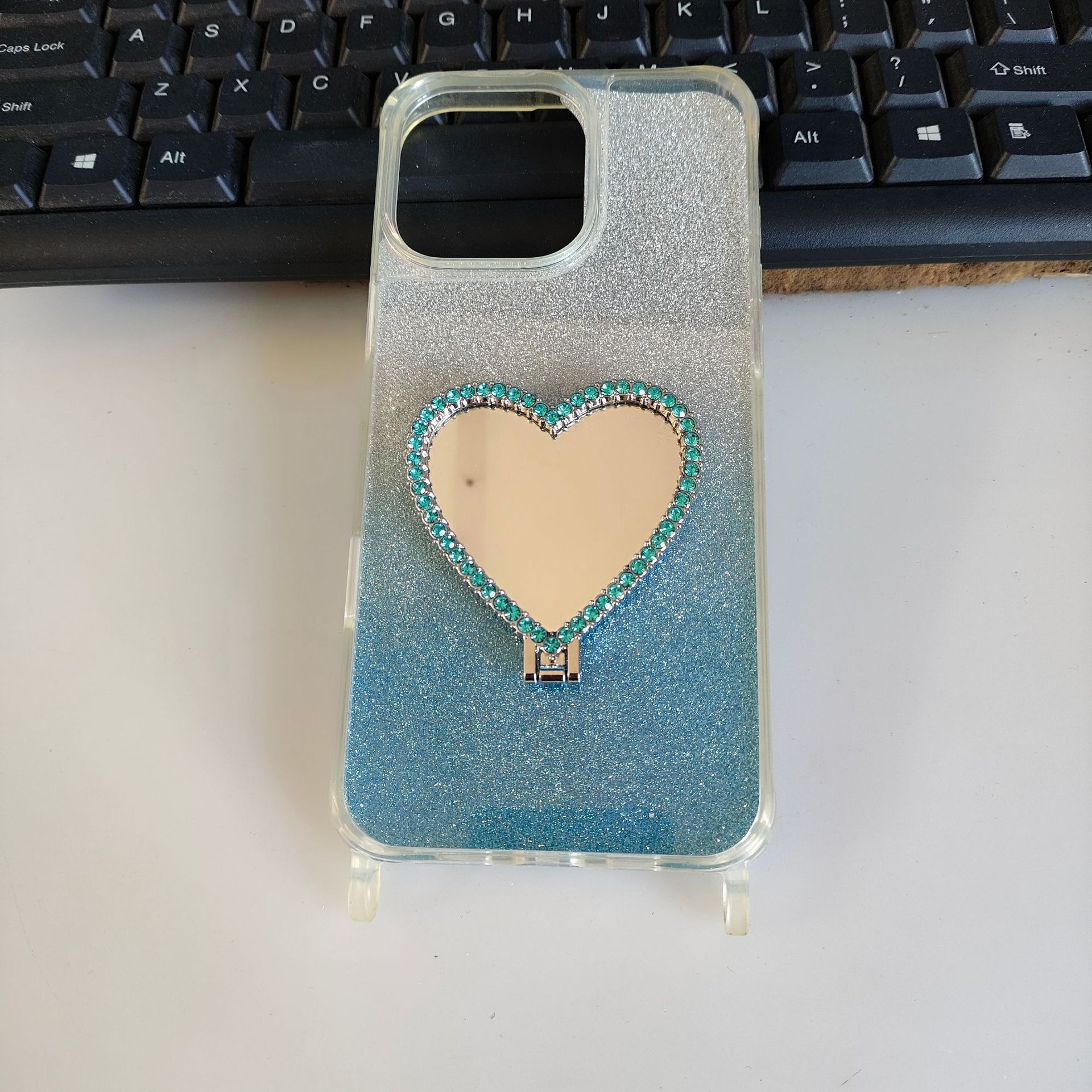 Love Mobile Phone Ring Buckle Holder Cosmetic Mirror Ins Mobile Phone Mirror Sticker DIY Mobile Phone Case Men and Women Portable Mirror Sticker