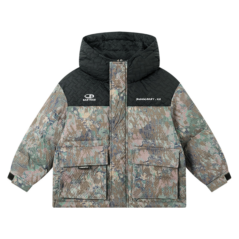 Boys' Winter Camouflage Color-Blocking Windproof Workwear down Jacket 2025 New Children's Winter Thickened Cold-Proof Coat