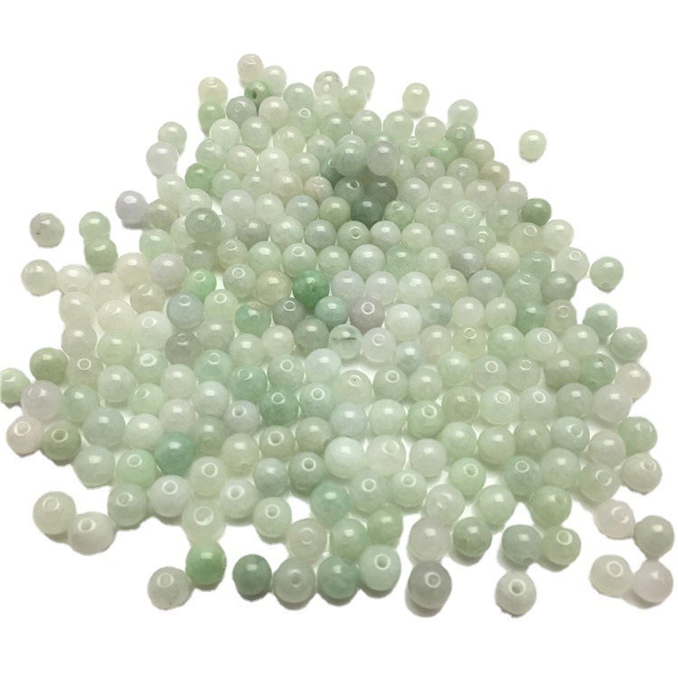 Factory wholesale Myanmar Jade Jadeite a waxy loose bead diy Jade scrap grinding 5m round bead jewelry