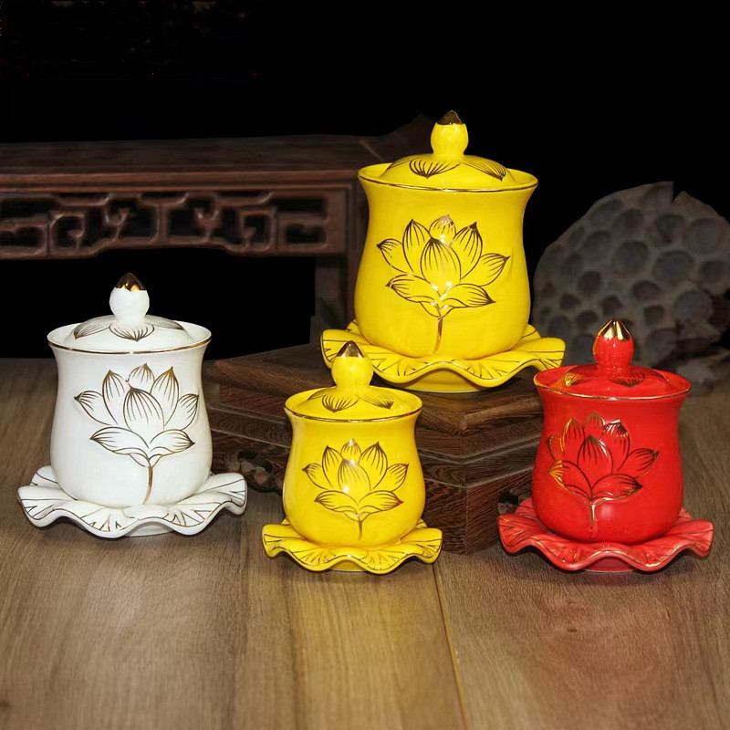 Керамическая чаша для воды с лотосом, чаша для очистки воды Гуаньинь